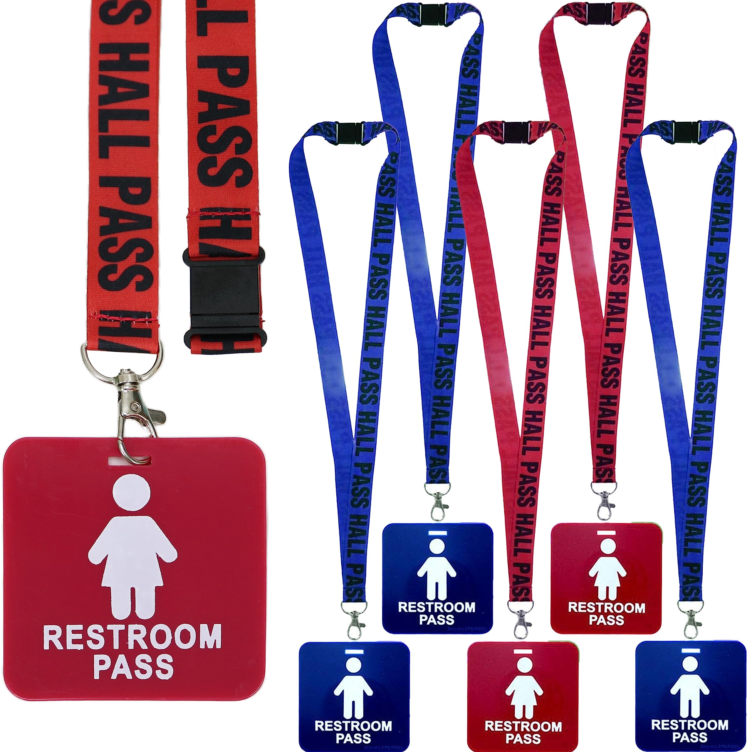 GIFTEXPRESS 6pc Hall Pass Lanyards and School Passes Boys and Girl Bathroom Pass