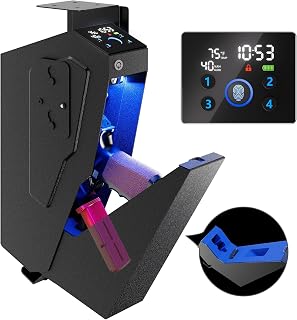 KornerBatl Quick Access Biometric Bedside Gun Safe for handgun | 2 in 1 Mounted Drop Down Nightstand Pistol Safe with Fingerprint & Passcode & Key 3 Ways