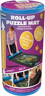 Buffalo Games Roll-Up Jigsaw Puzzle Mat, Puzzle Storage, Blue, 1500 Piece | Bigger In-Progress Puzzles, Solid Expandable Core, 3 Velcro Straps, Thick Felt Surface, Puzzle Storage, For Adults