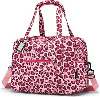 SPAHER Travel Bag 40 x 30 x 20 Ryanair Wizzair Hand Luggage Vueling 25L Bag Cabin Waterproof Handbag Airplane Maternity Hospital End for Sport Gym Travel Cabin Bag, Pink Leopard, 40x30x20cm, Classic