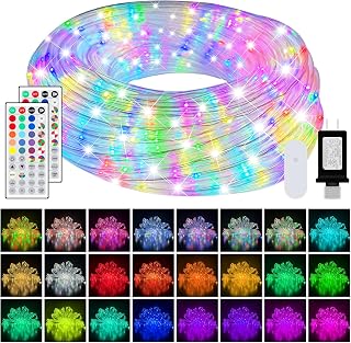 100ft LED Rope Lights 25 Colors, Outdoor IP68 Waterproof Warm White RGB Tube String Lights with 149 Modes and 4 Brightness, Rope Lights for Outside, Yard, Deck, Fiesta Party, Birthday Decorations