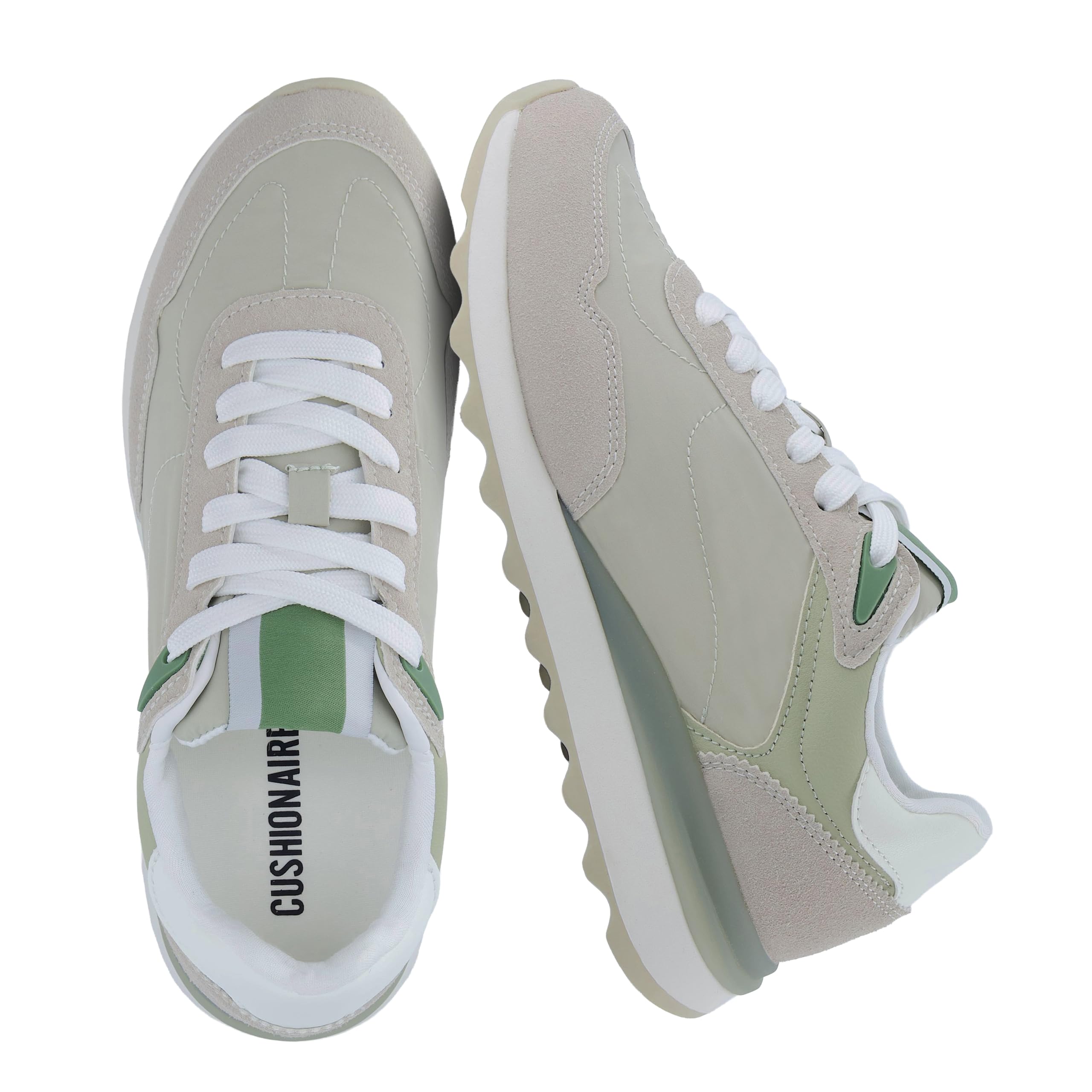 CUSHIONAIRE Women's Kicks Nylon Lace-Up Trainers + Comfort Foam Large Widths Ava