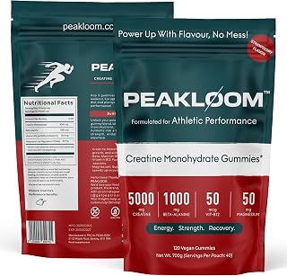 Creatine Monohydrate Gummies 5000mg with Beta-Alanine 1000mg, Vegan