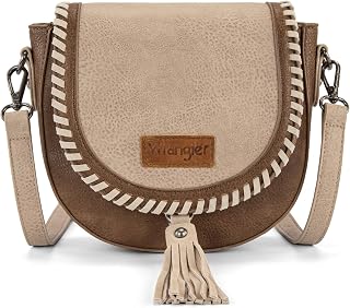 Wrangler, borsa da sella con patta, piccola, borsa a tracolla bohémien, borse da donna in rilievo intrecciate con tessuto