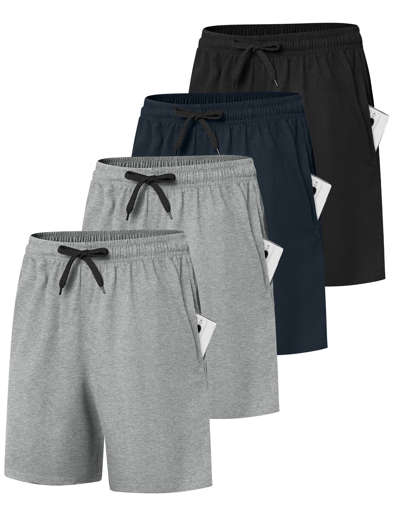 Dalavch 4 Pack Women's Summer Sweat Shorts Cotton Comfy Drawstring Shorts for Ca