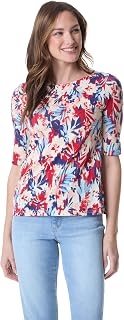 Gloria Vanderbilt Alanis Boat Neck Knit Tee Shirt with Elbow Sleeves Standard Alanis Women's Boat Neck Knit T-Shirt with Standard Elbow Sleeves (Pack of 1)