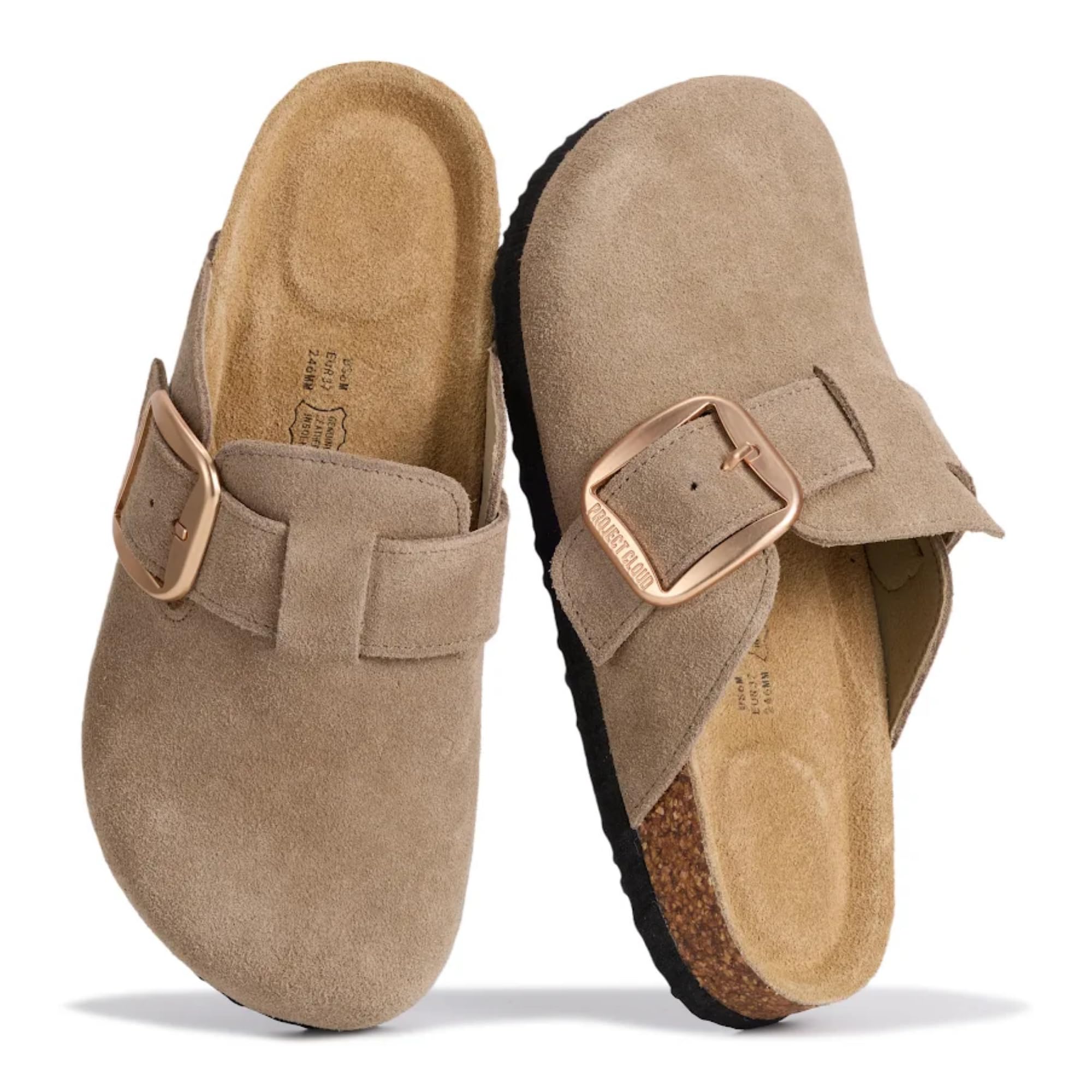 Project Cloud 100% Genuine Leather Clogs for Women Shoes - Memory Foam Insole, N