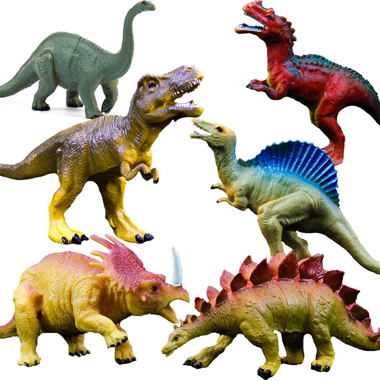 OuMuaMua Dinosaur Toys 6 Pack Large 6-7 Inch Realistic Figures Gift Set | T-rex 
