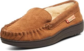 alpine swiss Yukon Men's Genuine Suede Leather Slip On Moccasin Slippers