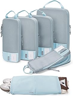 BAGSMART 6 Set Compression Packing Cubes, Lightweight Vacation Travel Essentials, Travel Accessories for Suitcase Organizer Bags Set, Durable Luggage Organizer Travel Bags