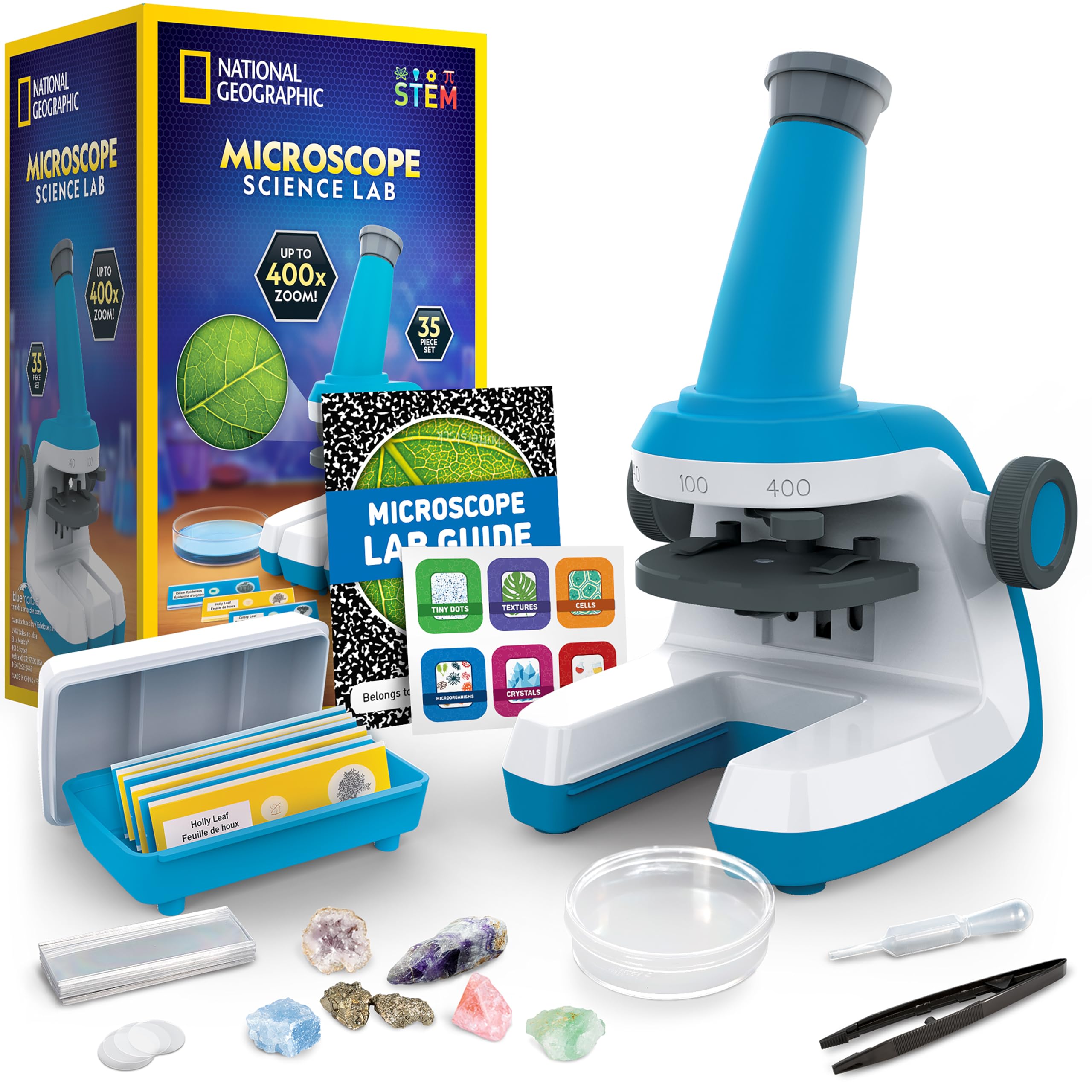 National Geographic Microscope for Kids with Up to 400x Magnification | Prepared