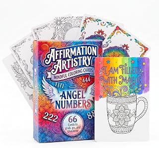 Color Your Own Affirmation Cards | 66 Angel Number Adult Coloring Cards | A Mindful Creative Practice | Color, Personalize, & Make It Uniquely Yours