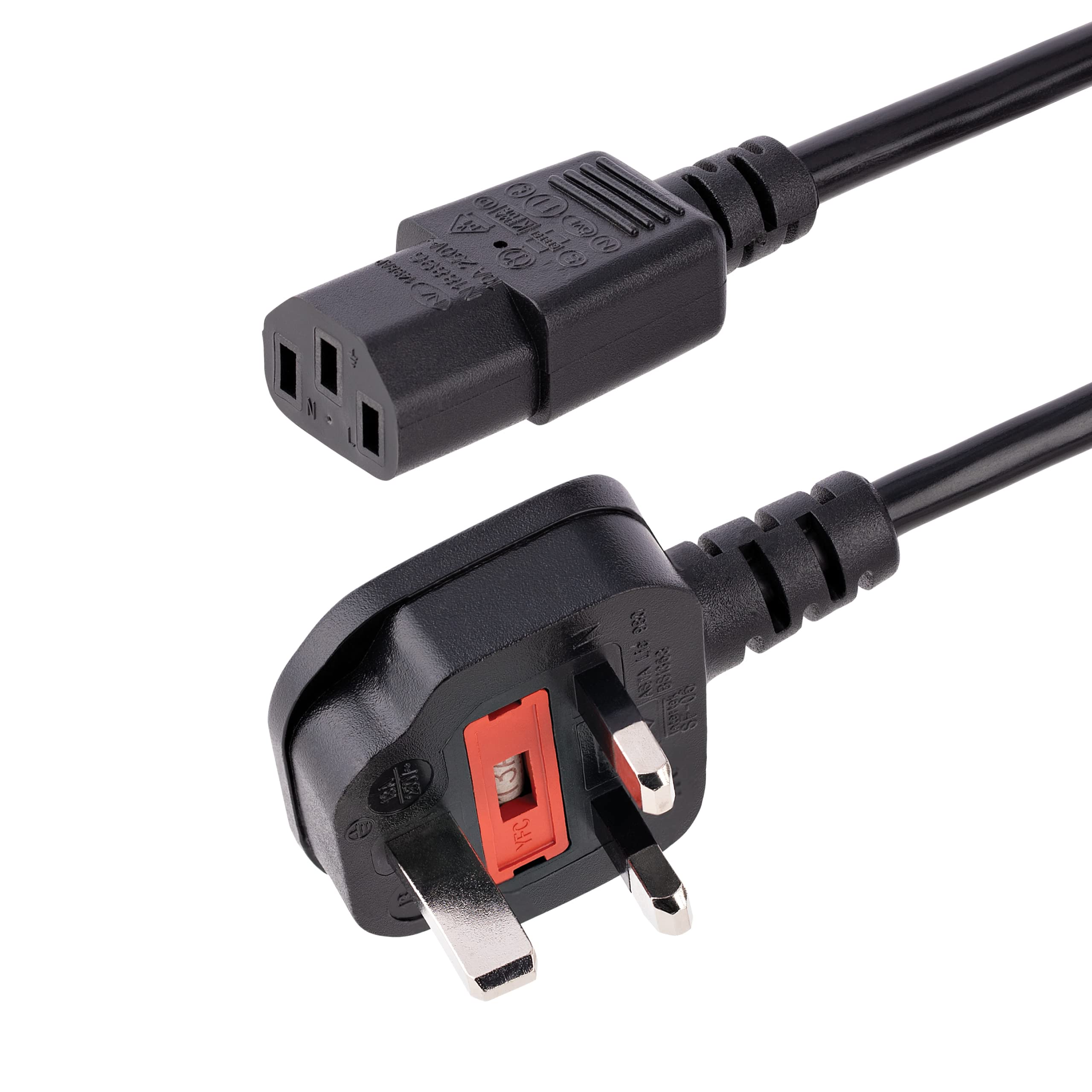 StarTech 3m UK Computer Power Cable, 10A 250V, 18AWG, Black (PXT101UK3M) | BS 13