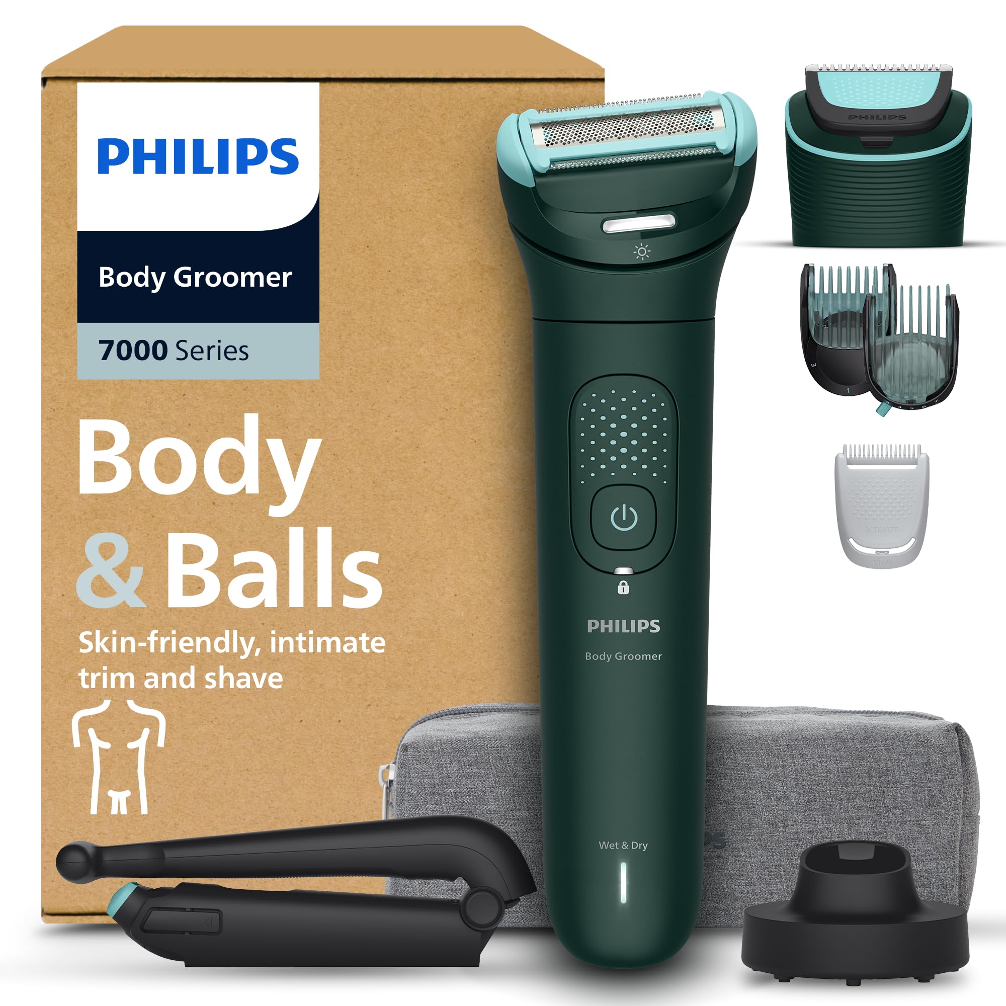 Philips Body Groomer 7000 Series - Trimmer for Men with 2D Flexing Head, Triple 