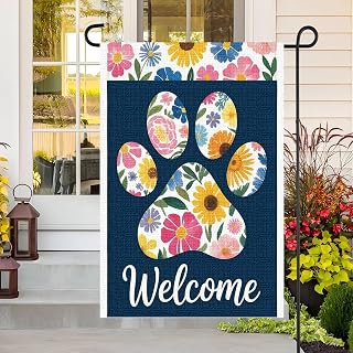 Palm Garden Flag Outside, Vertical Double Sided Burlap Welcome Garden Small Garden Flag Home Decor Holiday House Seasonal Farmhouse Spring Summer Outdoor Patio Lawn Decor 12 x 18 Inches M50