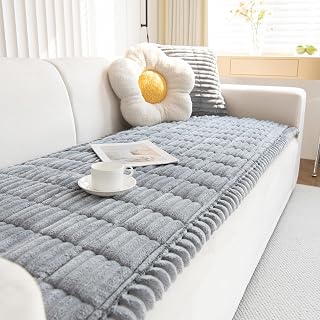 GKXLH New Thick Non-slip Sofa Cover 2 3 4 Seater (Light Grey,70x180cm/1 PC) | Soft Corduroy Sofa Covers Washable, Universal Sofa Slipcovers, Dog Pet Couch Covers, Leather Sofa Protector for Living Room