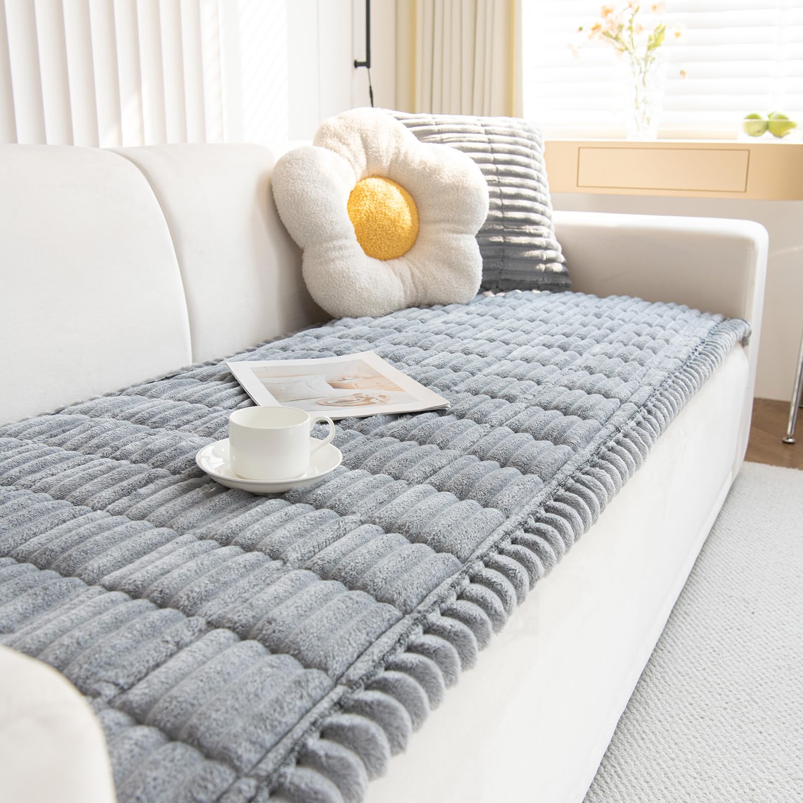 GKXLH New Thick Non-slip Sofa Cover 2 3 4 Seater (Light Grey,70x180cm/1 PC) | So