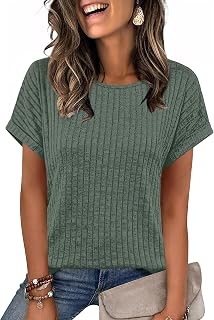 WIHOLL Women Lightweight Textured Shirts Casual Short Sleeve Tunic Tops Loose Fit 2026 Summer Spring Blouses Plain/Print