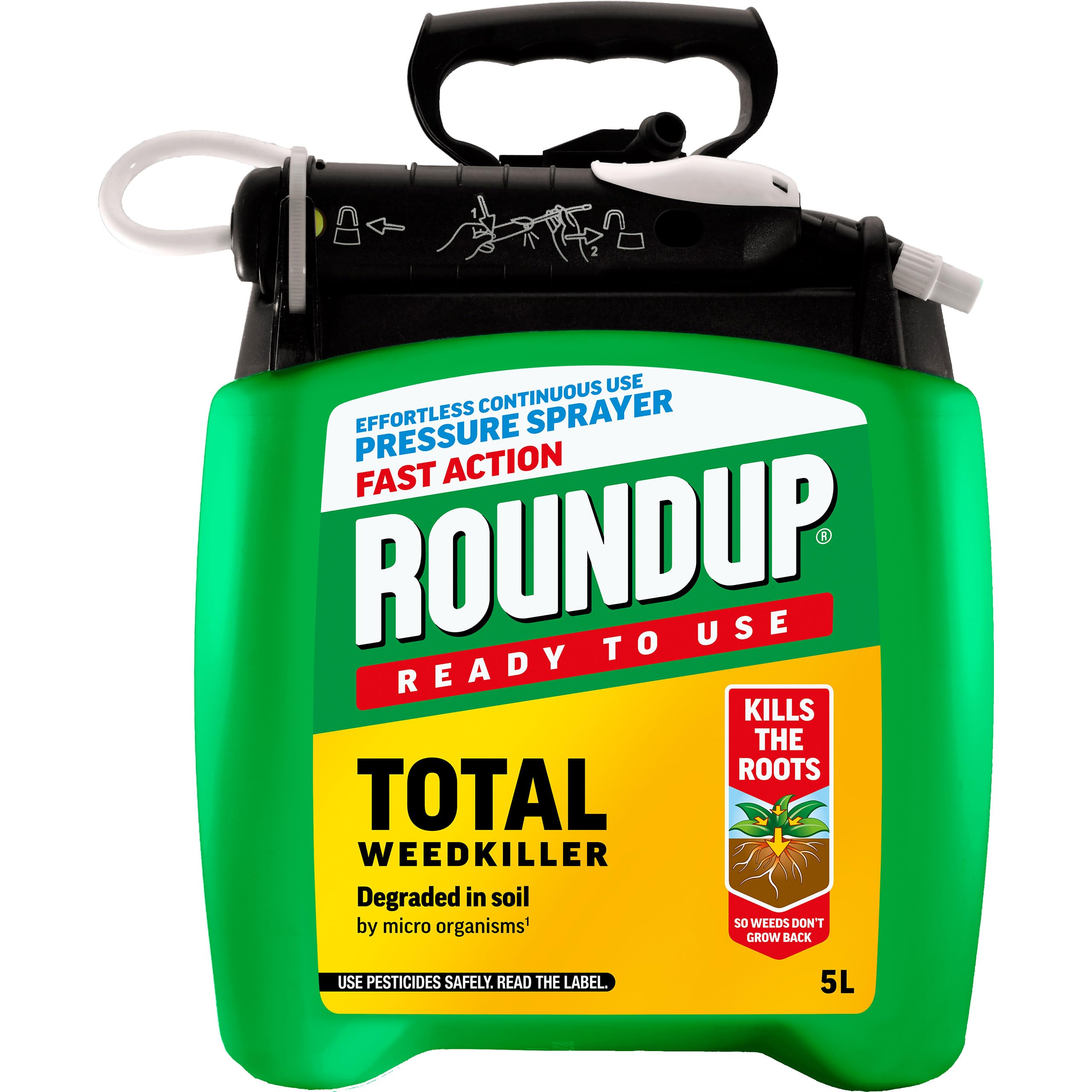 Roundup Fast Action Weedkiller Pump 'N Go Spray – 5L Ready-to-Use Glyphosate For