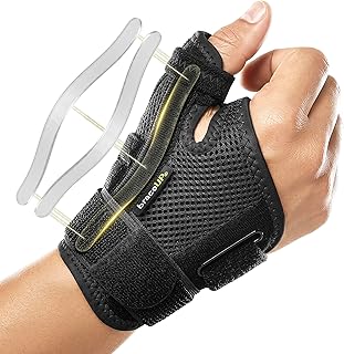 BraceUP Thumb Splint Brace Right Left Hand - Spica Splint, CMC Thumb Brace with Thumb Support, for Arthritis, Tendonitis, Carpal Tunnel Pain Relief and Thumb Sprain (Black)