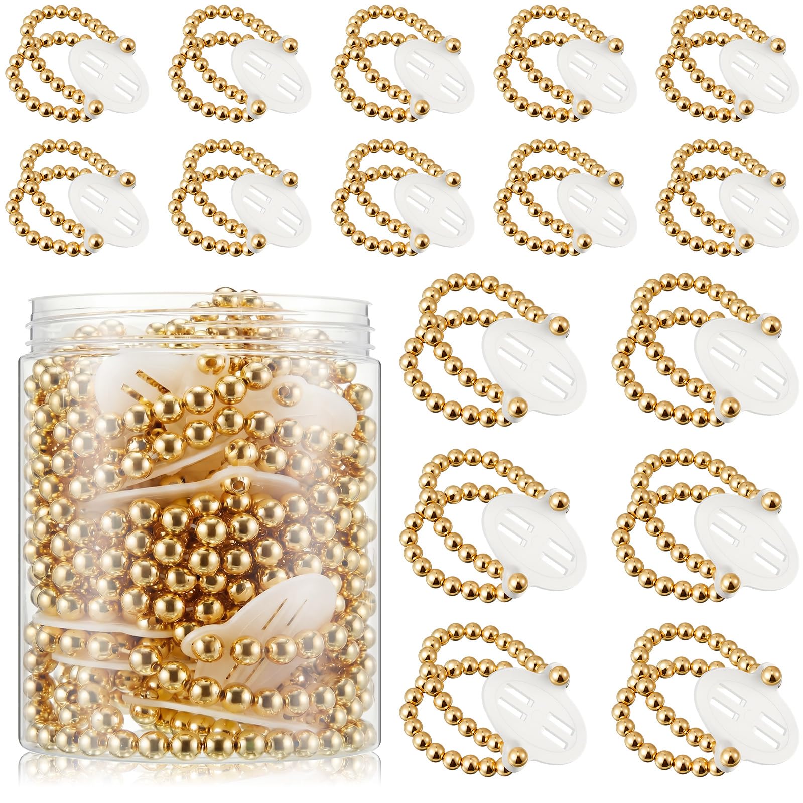 Hicarer 32 Corsage Wristlet Bracelet Prom Elastic Pearl Bands, Gold