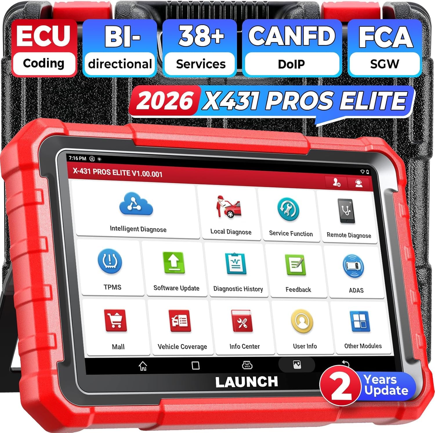 Launch X431 Scanner PROS Elite 2026 New Bidirectional Scan Tool, ECU Coding