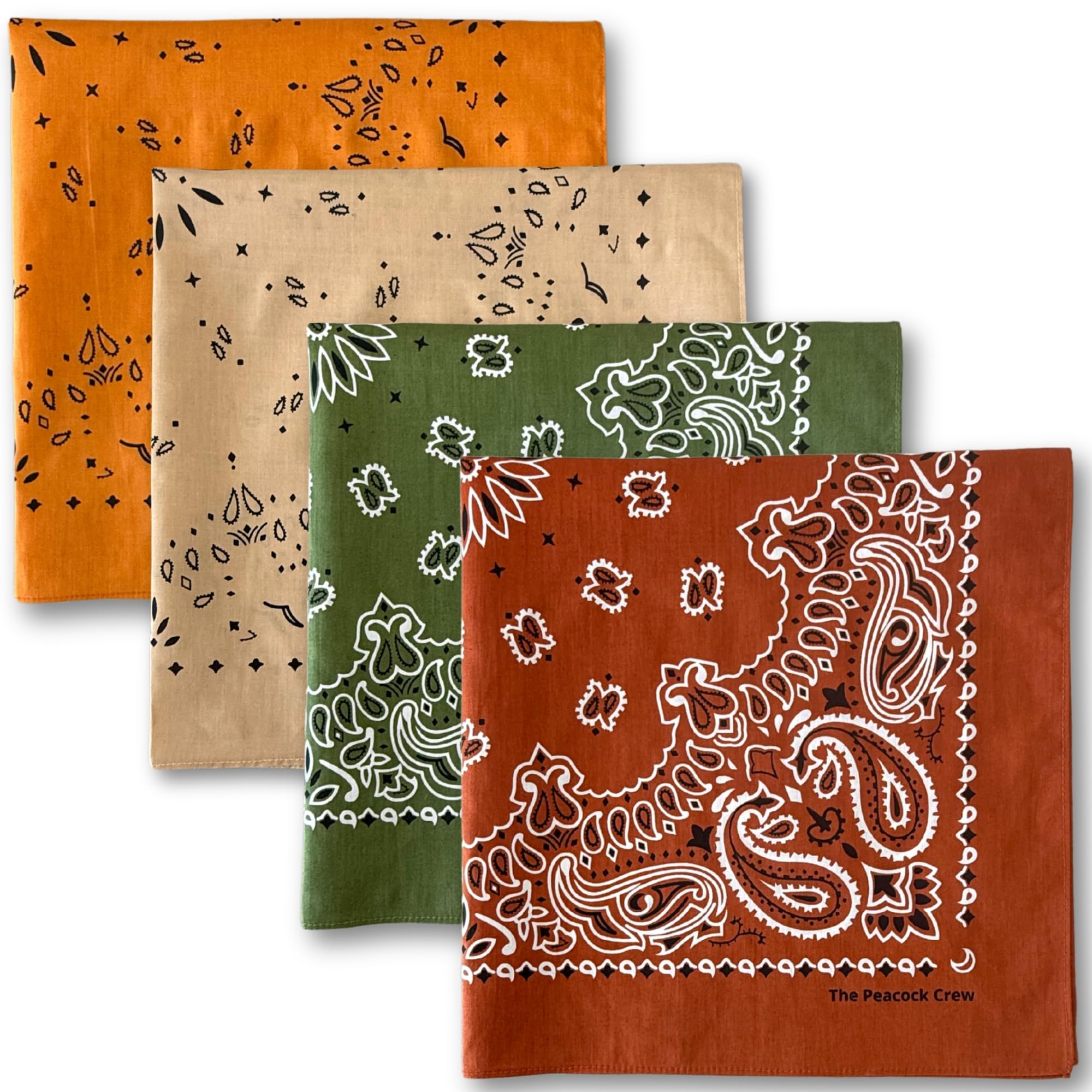 The Peacock Crew Premium Soft Cotton Bandanas Pack for Men and Women Paisley 22 