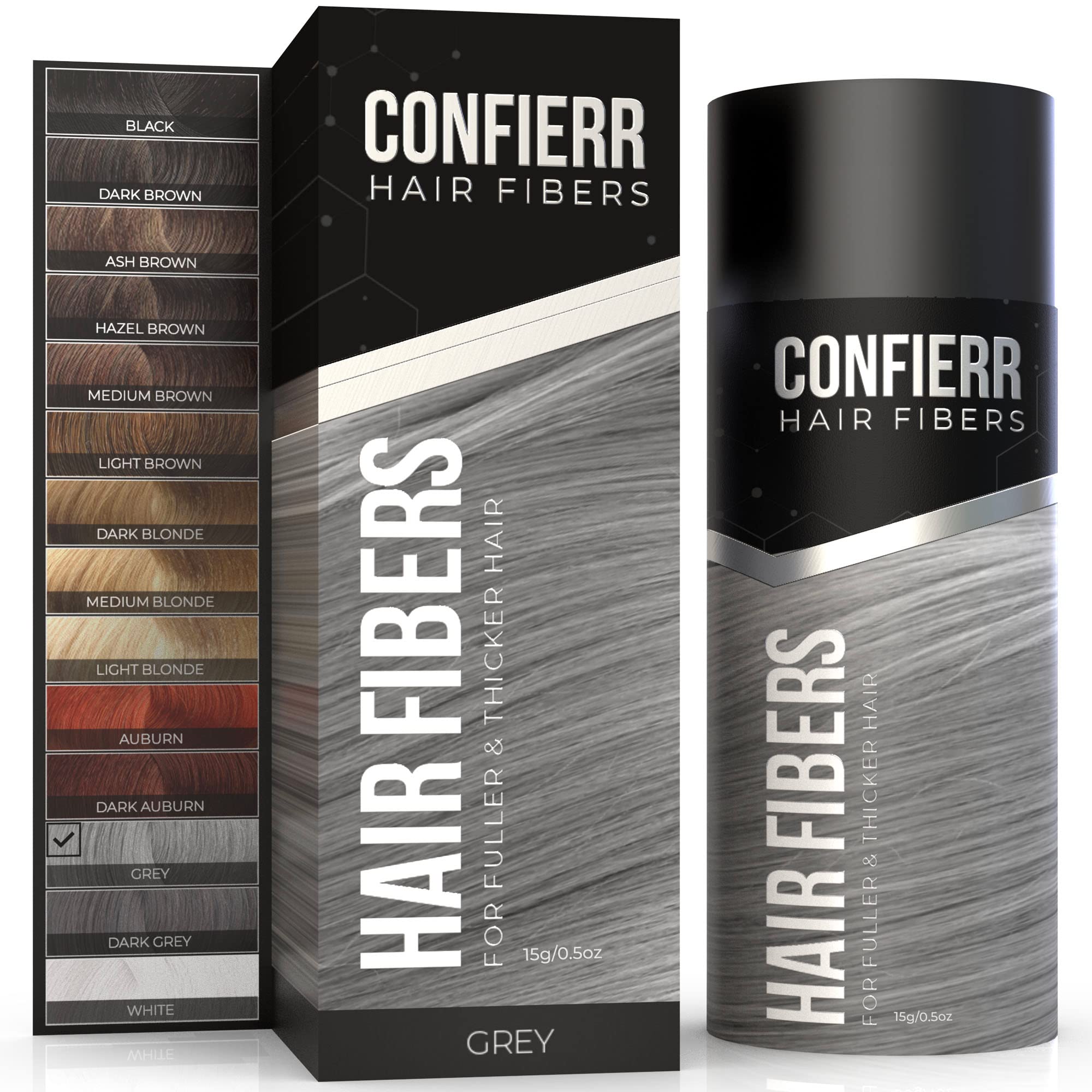 Hair Fibers for Men & Women (15 Grams, Grey) - Fill In Fine Hair for Instantly T