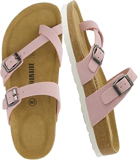 CUSHIONAIRE Luna Cork Footbed Sandals for Women with Crossover Straps