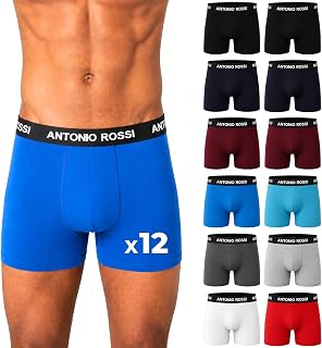 Antonio Rossi Pack of 12 Men's Cotton Boxer Shorts Soft and Breathable