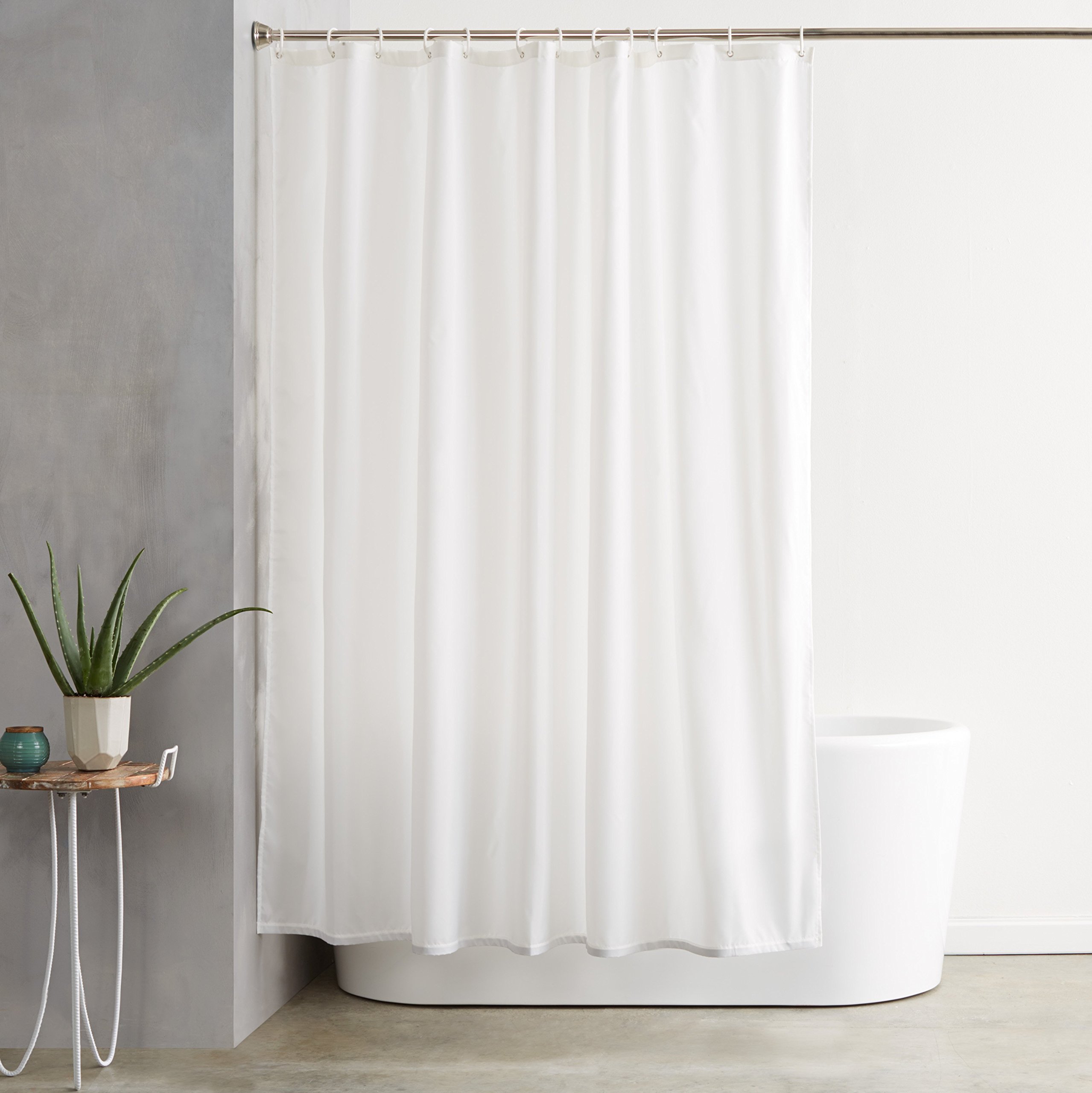 Amazon Basics Shower Curtain with Hooks, Water and Mould Resistant Fabric, Machi