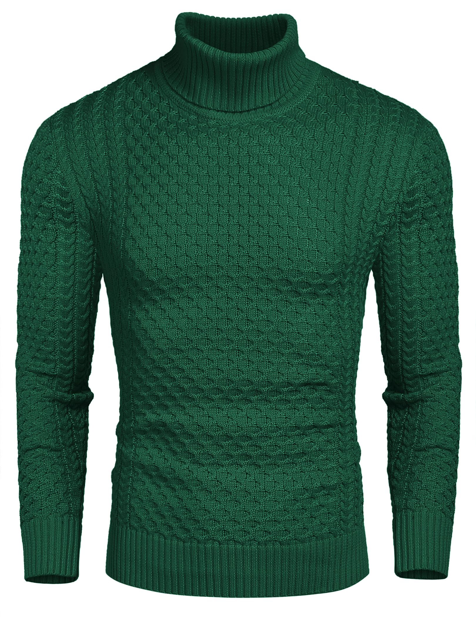 COOFANDY Men's Slim Fit Turtleneck Sweater Casual Cotton Knitted Pullover