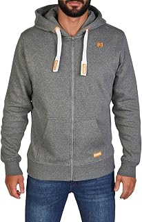 riverso RIVNoah Men's Hooded Jacket, Regular Fit Hoodie with Pockets, Zip, Sweat Jacket, Streetwear, Training Jacket, Brown, Red, Blue, Black, Green, Grey, S, M, L, XL, XXL, 3XL, 4XL, 5XL