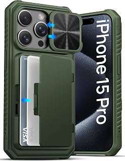 ATATOO for iPhone 15 Pro Case Wallet with Card Holder (3-5 Cards), Green