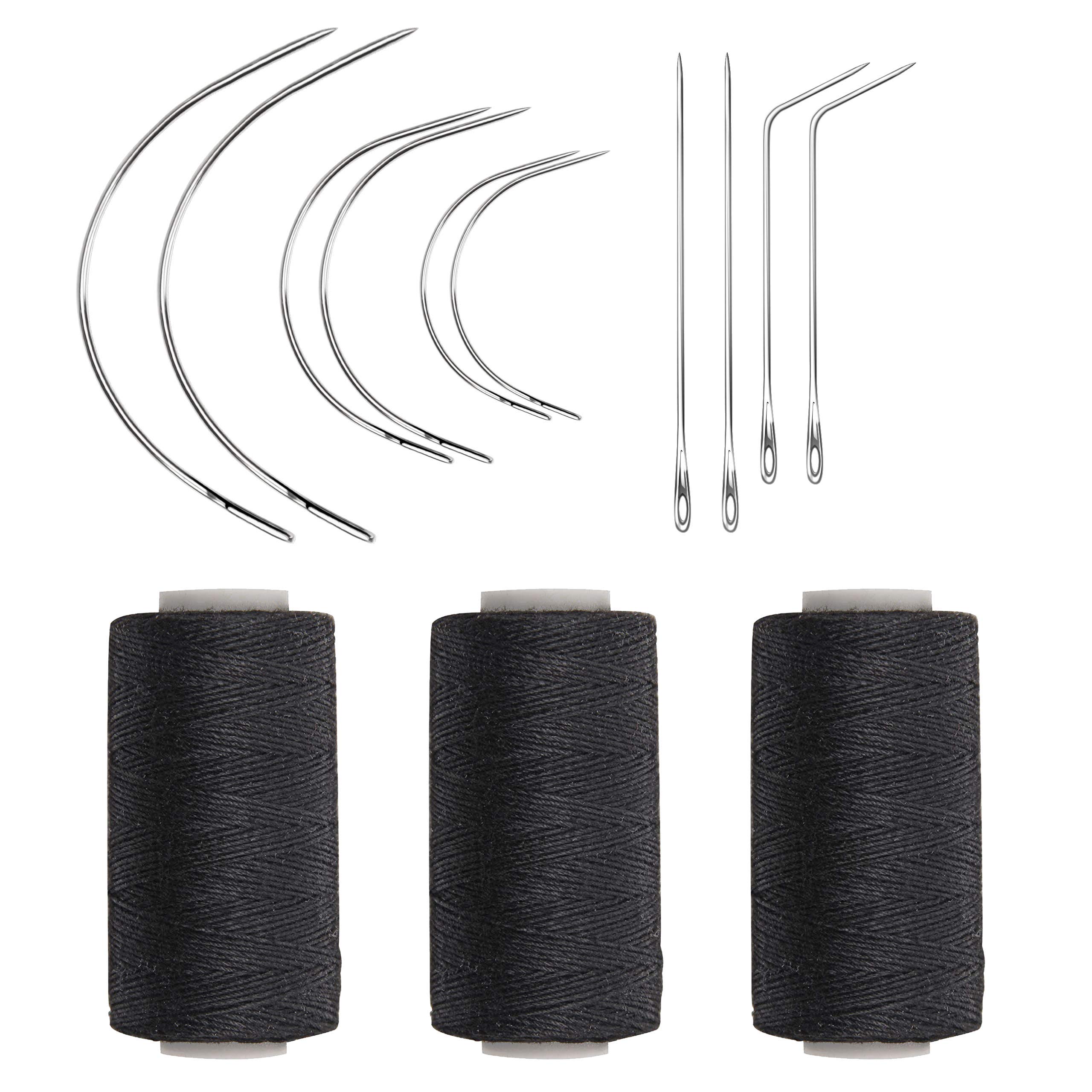 Ryalan Weaving Needle Combo Deal Black Thread with 10pcs Needle for Making Wig S
