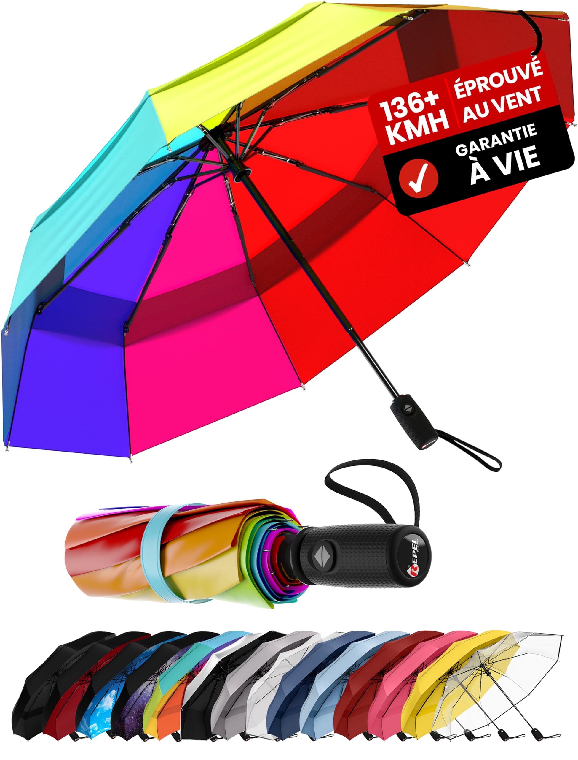 Repel Umbrella Windproof Folding Umbrella, Easy Automatic Open Umbrella, Compact