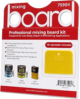 LAUCO Professional Mixing Board Kit 12" x 12", 100 Disposable Mixing Sheets with 4" Plastic Spreader, Peel-Off Mixing Pad for Body Filler, Epoxy, Resin, Putty, Fiberglass & Automotive Paint 75904