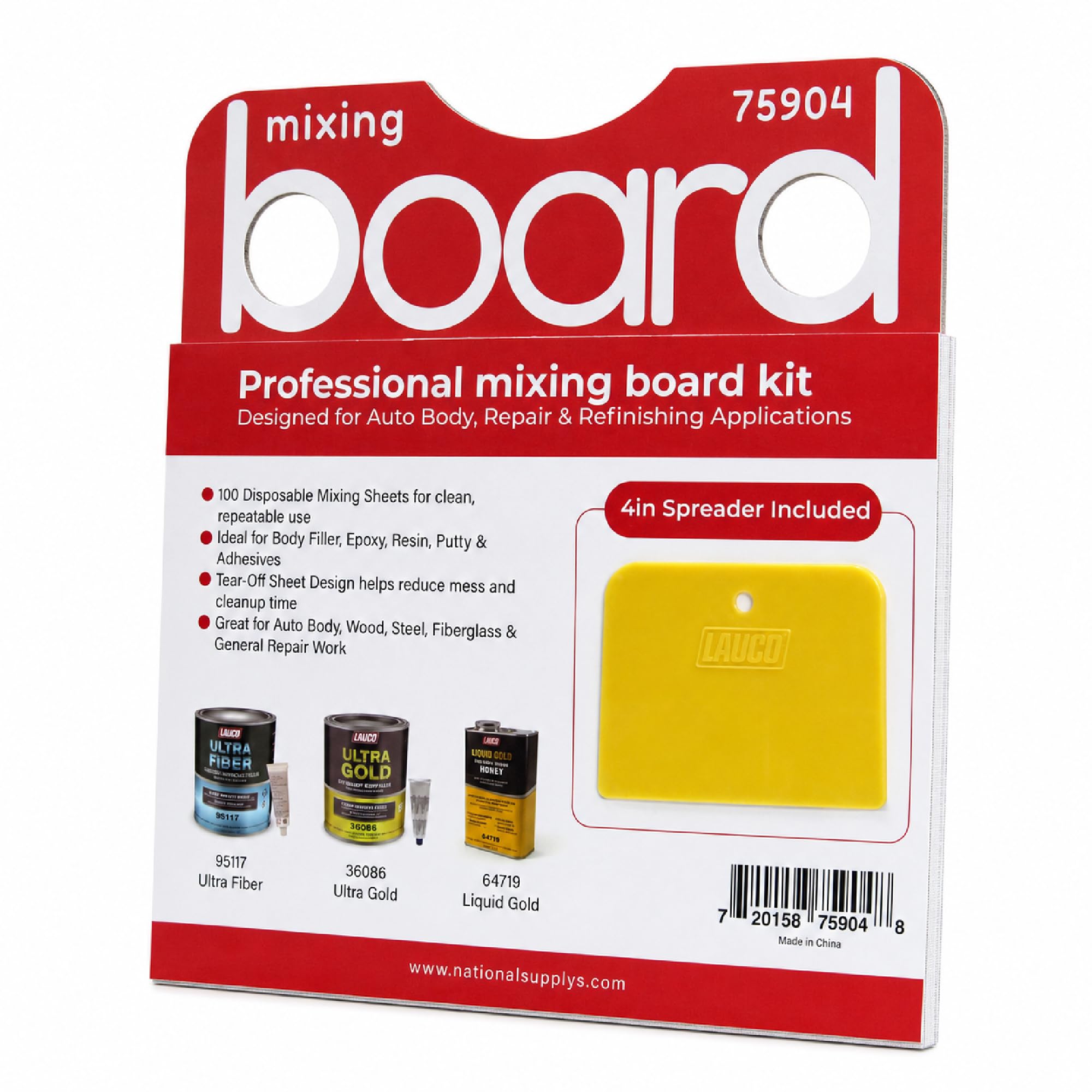 LAUCO Professional Mixing Board Kit 12" x 12", 100 Disposable Mixing Sheets with