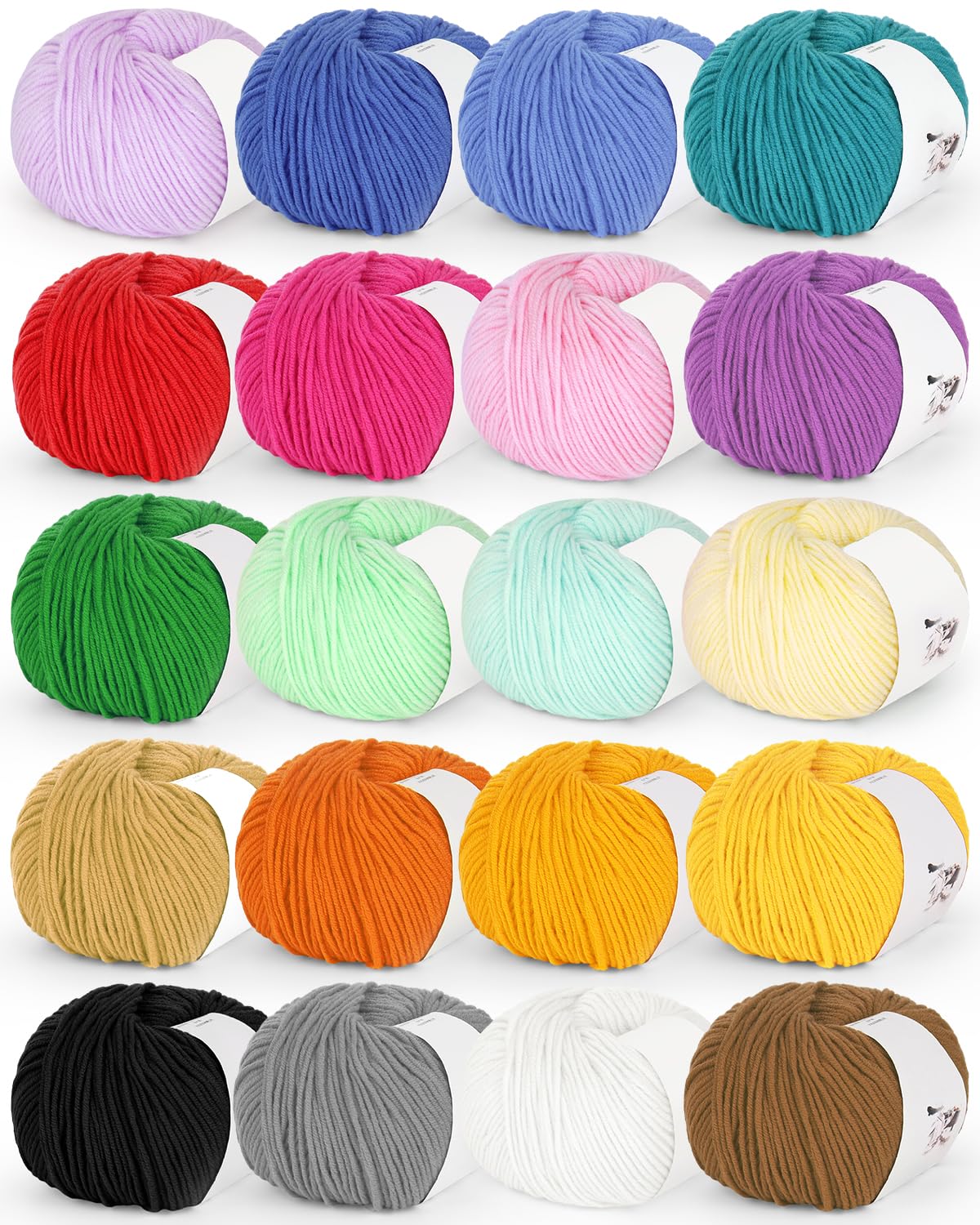 Katech 20 Skeins Cotton Yarn for Crocheting-Crochet Yarn Set-(Color A) | 55% Cot