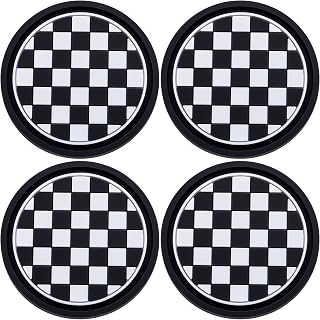 4PCS Car Cup Holder Coaster – 2.75 Inch Anti-Slip Auto Insert Cup Mat – Universal Fit for Women & Girls – Interior Decor Accessories (Checkerboard)