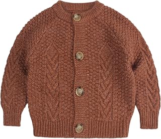 Peecabe Toddler Girl Cardigan Sweater Cable Knit Long Sleeve Chunky Crochet