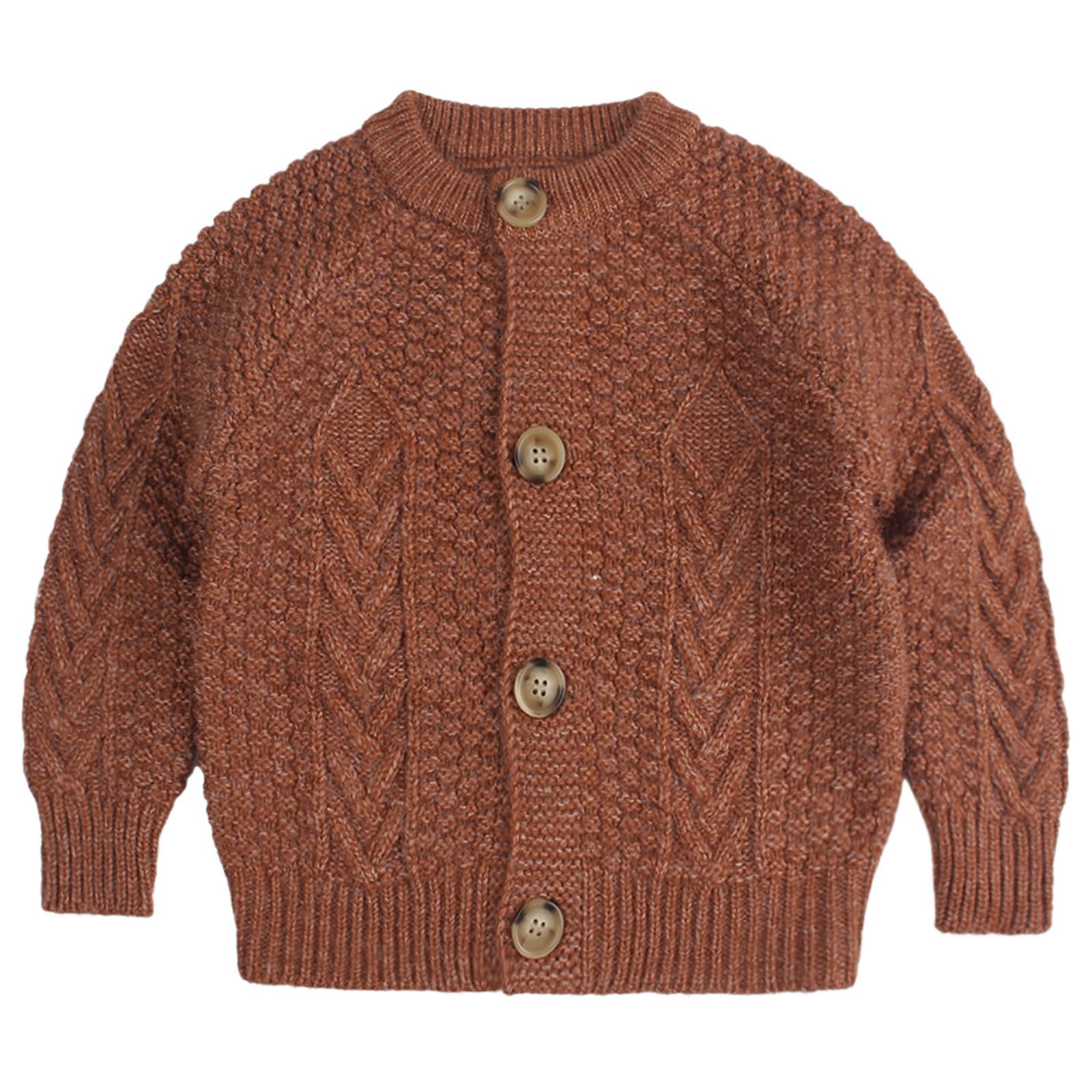 Peecabe Toddler Girl Cardigan Sweater Cable Knit Long Sleeve Chunky Crochet