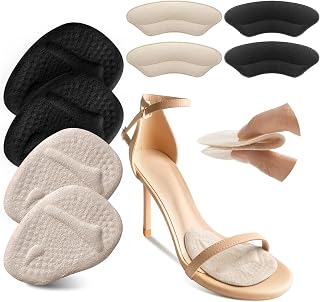 Riootlnm Metatarsal Pads, Ball of Foot Cushions, Heel Pads Inserts for Too Big Shoe, Reduce Foot Pain, No Slip Heel Grips Liners Shoe Pads for Loose Shoe, Blisters (Beige+Black)