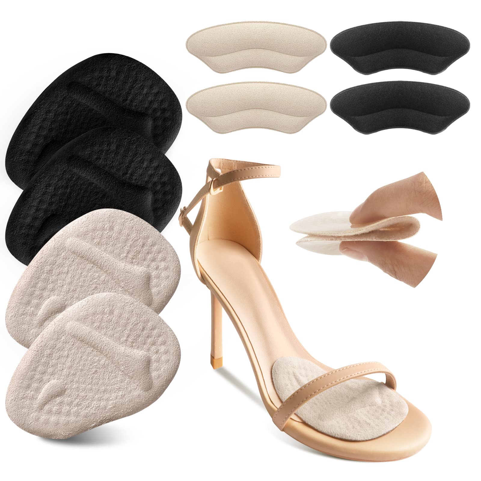 Riootlnm Metatarsal Pads, Ball of Foot Cushions, Heel Pads Inserts for Too Big S