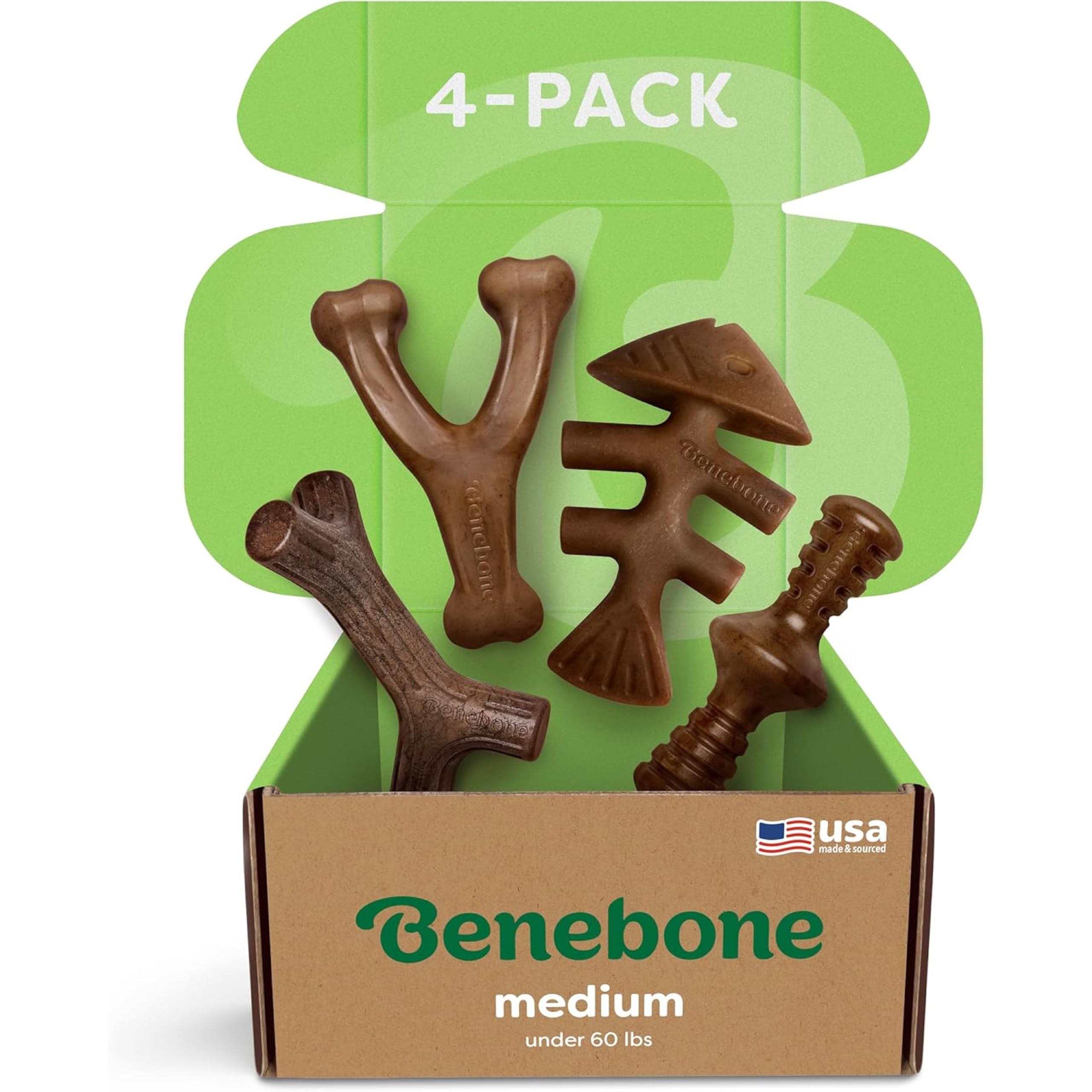 Benebone Durable Dog Chew Toy Box for Aggressive Chewers with Wishing Bone, Fish
