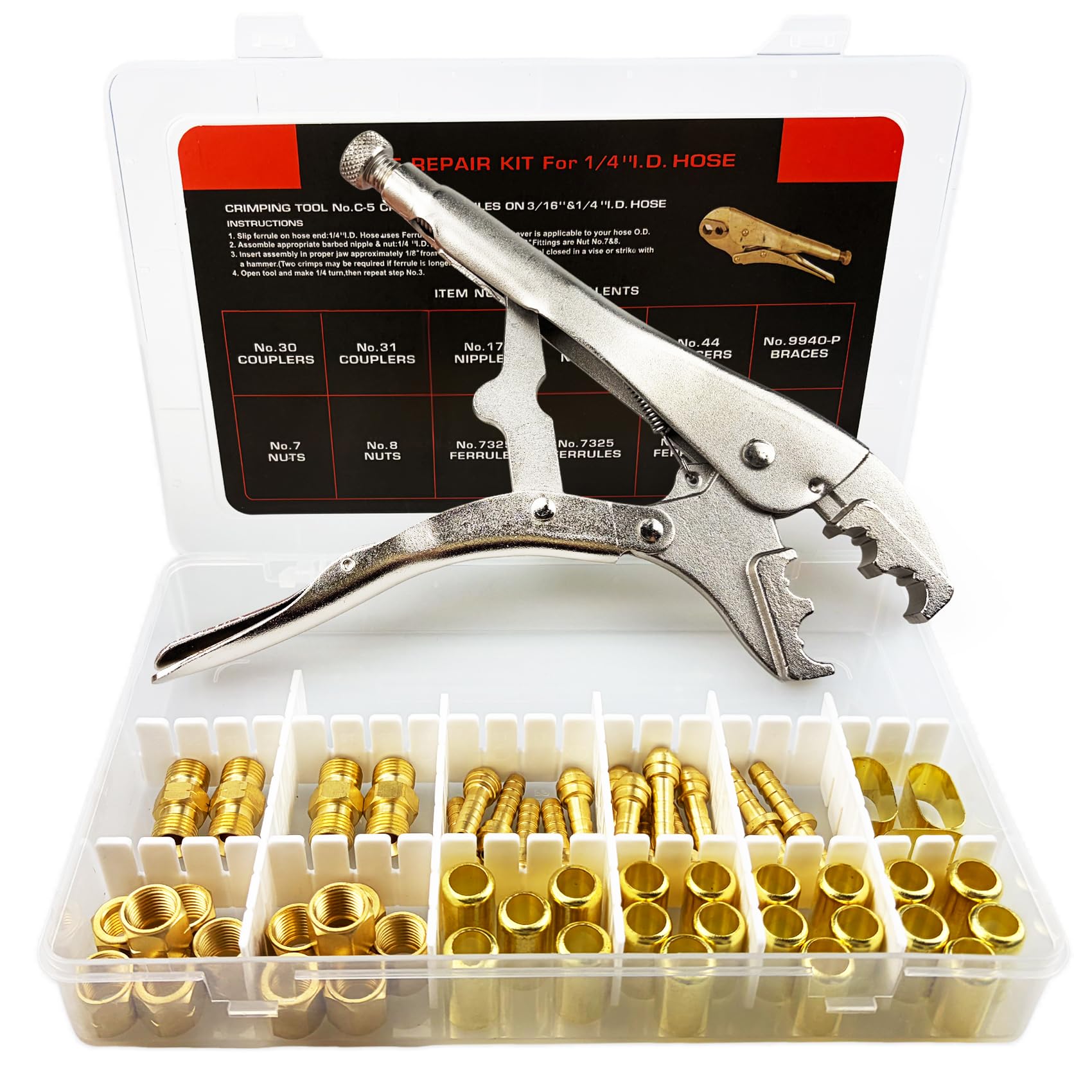 54PCS PK-26 1/4" I.D.Torch Hose Repair Kit, Oxygen Acetylene Hose Repair | For T