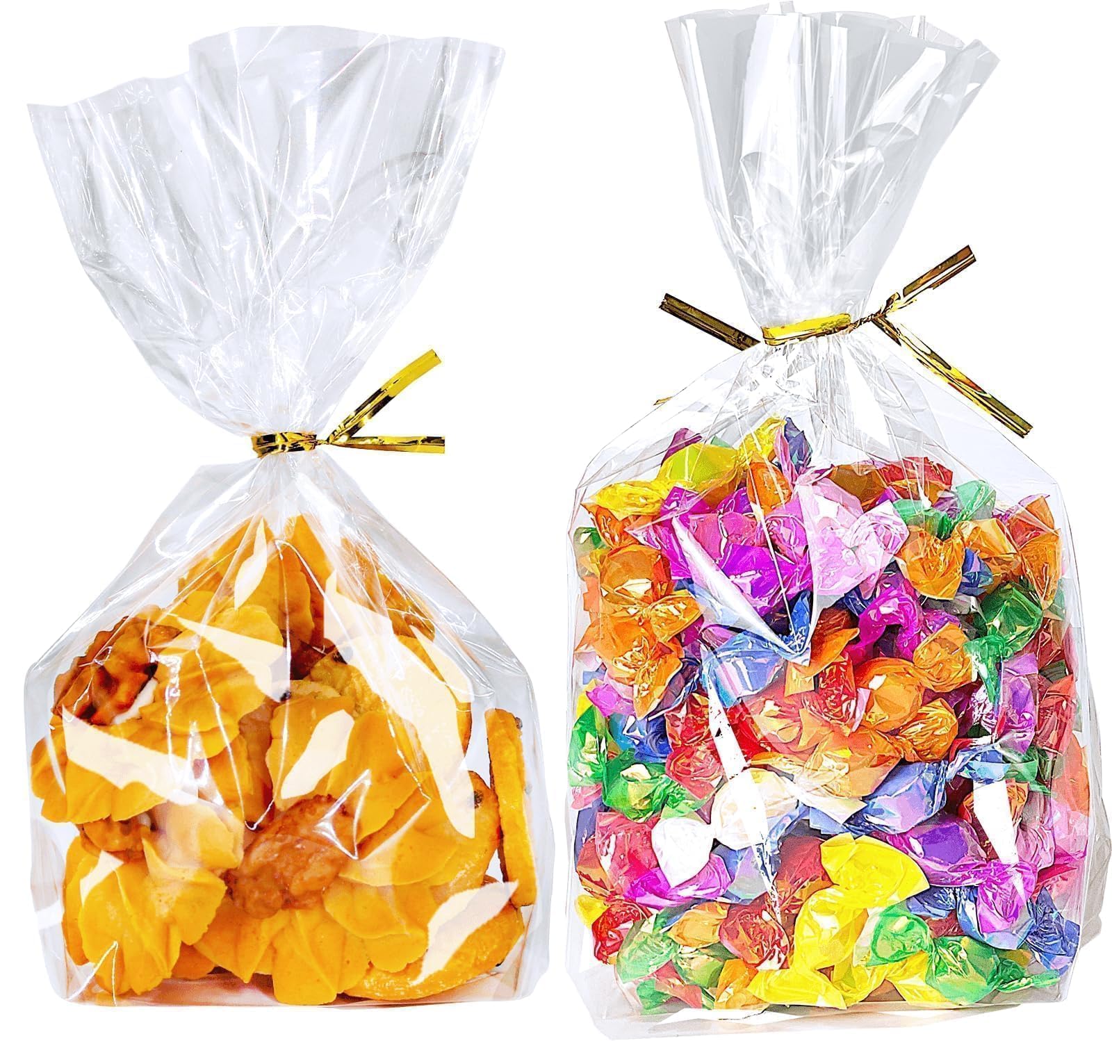 PigPotParty Cellophane Treat Bags 6x9 Inch, 50 Pack, Clear Goodie Bags | Bottom 