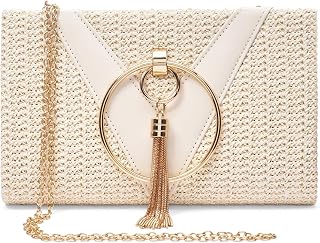 RNIEGA Straw Clutch Handbags Summer Clutch Woven Boho Beach Bags Straw Purses for Women