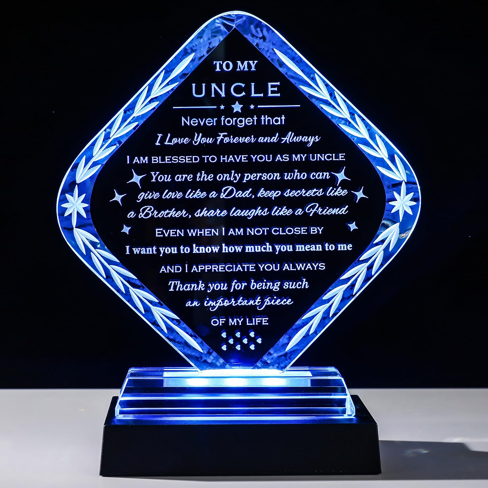 Uncle Gifts with Light Base Meaningful Crystal Gifts for Uncle from Niece Nephew