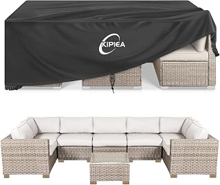 Kipiea 126" L x 64" W x 29" H Patio Furniture Cover, Outdoor Furniture Set Cover Waterproof&Anti-UV Table Chair Covers